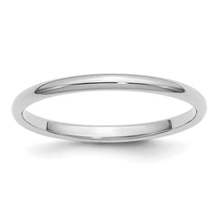Sterling Silver Rhodium-plated 2mm Half-Round Size 10.5 Band