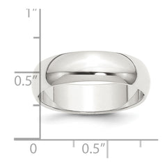 Sterling Silver 6mm Half Round Size 7 Band