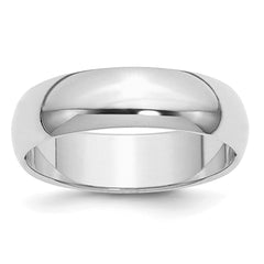 Sterling Silver Rhodium-plated 6mm Half Round Size 12.5 Band