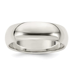 Sterling Silver 7mm Half Round Size 13 Band