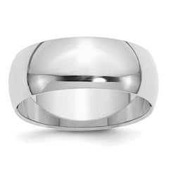 Sterling Silver Rhodium-plated 8mm Half-Round Size 11 Band