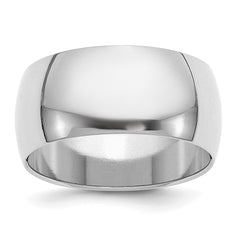 Sterling Silver Rhodium-plated 10mm Half-Round Size 13.5 Band