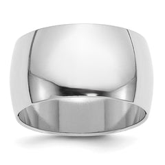 Sterling Silver Rhodium-plated 12mm Half-Round Size 8 Band