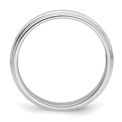 Sterling Silver Rhodium-plated 3mm Half Round Milgrain Size 5.5 Band