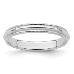 Sterling Silver 3mm Half Round Milgrain Size 12 Band