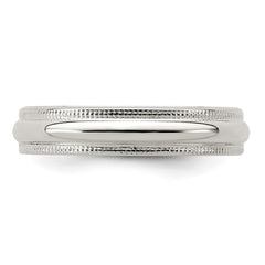 Sterling Silver 4mm Half Round Milgrain Size 5.5 Band