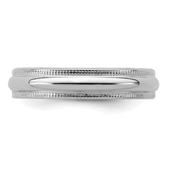 Sterling Silver Rhodium-plated 4mm Half Round Milgrain Size 10.5 Band