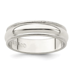 Sterling Silver 5mm Half Round Milgrain Size 5 Band