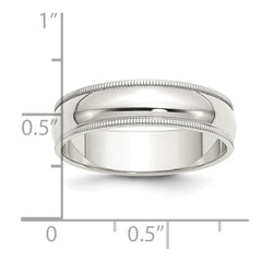Sterling Silver 6mm Half Round Milgrain Size 8 Band