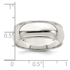 Sterling Silver 7mm Half Round Milgrain Size 13 Band