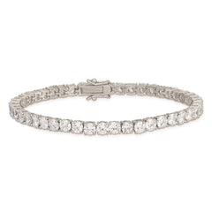 Sterling Silver Rhodium-plated CZ Tennis Bracelet - 6