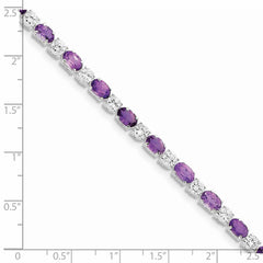 Sterling Silver Rhodium-plated Amethyst & CZ Bracelet - 2