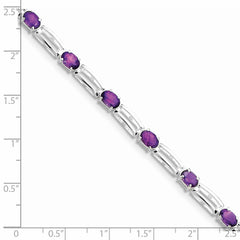Sterling Silver Rhodium-plated Amethyst Bracelet - 9