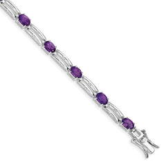 Sterling Silver Rhodium-plated Amethyst Bracelet - 9