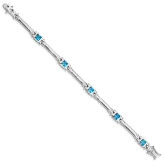 Sterling Silver Rhodium-plated Blue Topaz Bracelet - 3