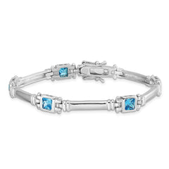 Sterling Silver Rhodium-plated Blue Topaz Bracelet - 3