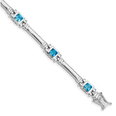 Sterling Silver Rhodium-plated Blue Topaz Bracelet - 3