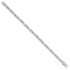 Sterling Silver Rhodium-plated Blue Topaz Bracelet - 8