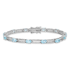 Sterling Silver Rhodium-plated Blue Topaz Bracelet - 8