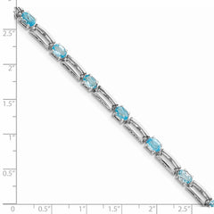 Sterling Silver Rhodium-plated Blue Topaz Bracelet - 8