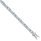 Sterling Silver Rhodium-plated Blue Topaz Bracelet - 8
