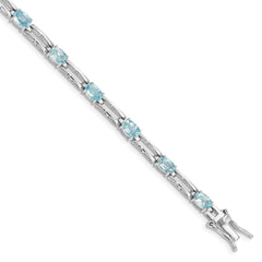 Sterling Silver Rhodium-plated Blue Topaz Bracelet - 8