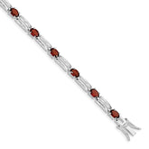 Sterling Silver Rhodium-plated Garnet Bracelet - 6