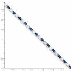 Sterling Silver Rhodium-plated Blue and Clear CZ Bracelet