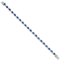 Sterling Silver Rhodium-plated Blue and Clear CZ Bracelet - 2