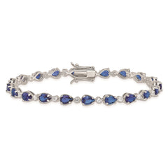 Sterling Silver Rhodium-plated Blue and Clear CZ Bracelet - 2