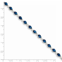Sterling Silver Rhodium-plated Blue and Clear CZ Bracelet - 2