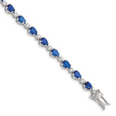 Sterling Silver Rhodium-plated Blue and Clear CZ Bracelet - 2