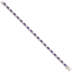 Sterling Silver Rhodium-plated Purple and Clear CZ Bracelet - 2