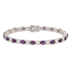 Sterling Silver Rhodium-plated Purple and Clear CZ Bracelet - 2
