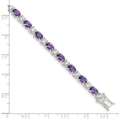 Sterling Silver Rhodium-plated Purple and Clear CZ Bracelet - 2