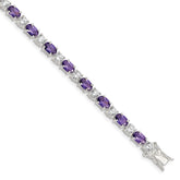 Sterling Silver Rhodium-plated Purple and Clear CZ Bracelet - 2