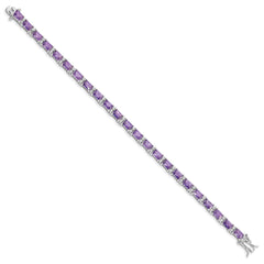 Sterling Silver Rhodium-plated Purple and Clear CZ Bracelet - 4
