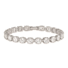 Sterling Silver Rhodium-plated CZ Tennis Bracelet - 4