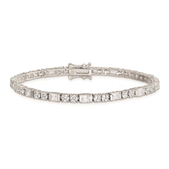 Sterling Silver Rhodium-plated CZ Tennis Bracelet - 8