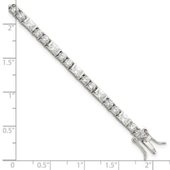 Sterling Silver Rhodium-plated CZ Tennis Bracelet - 8