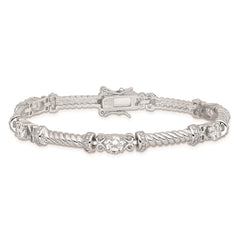 Sterling Silver Rhodium-plated CZ Bracelet - 3