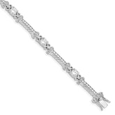 Sterling Silver Rhodium-plated CZ Bracelet - 3