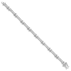 Sterling Silver Rhodium-plated CZ -X- Bracelet