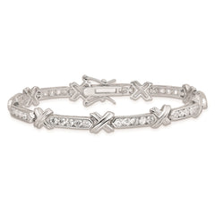 Sterling Silver Rhodium-plated CZ -X- Bracelet