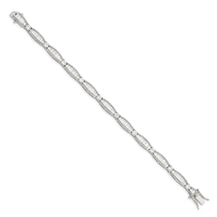 Sterling Silver Rhodium-plated Baguette and Round CZ Bracelet - 2