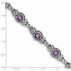 Sterling Silver Rhodium-plated Amethyst Bracelet - 6