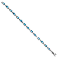 Sterling Silver Rhodium-plated Rectangular Blue Topaz Bracelet