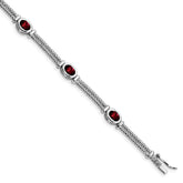Sterling Silver Rhodium Plated Garnet Bracelet - 2