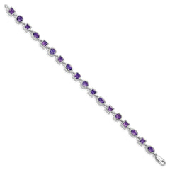 Sterling Silver Rhodium-plated Amethyst Bracelet - 11