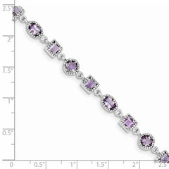 Sterling Silver Rhodium-plated Amethyst Bracelet - 11